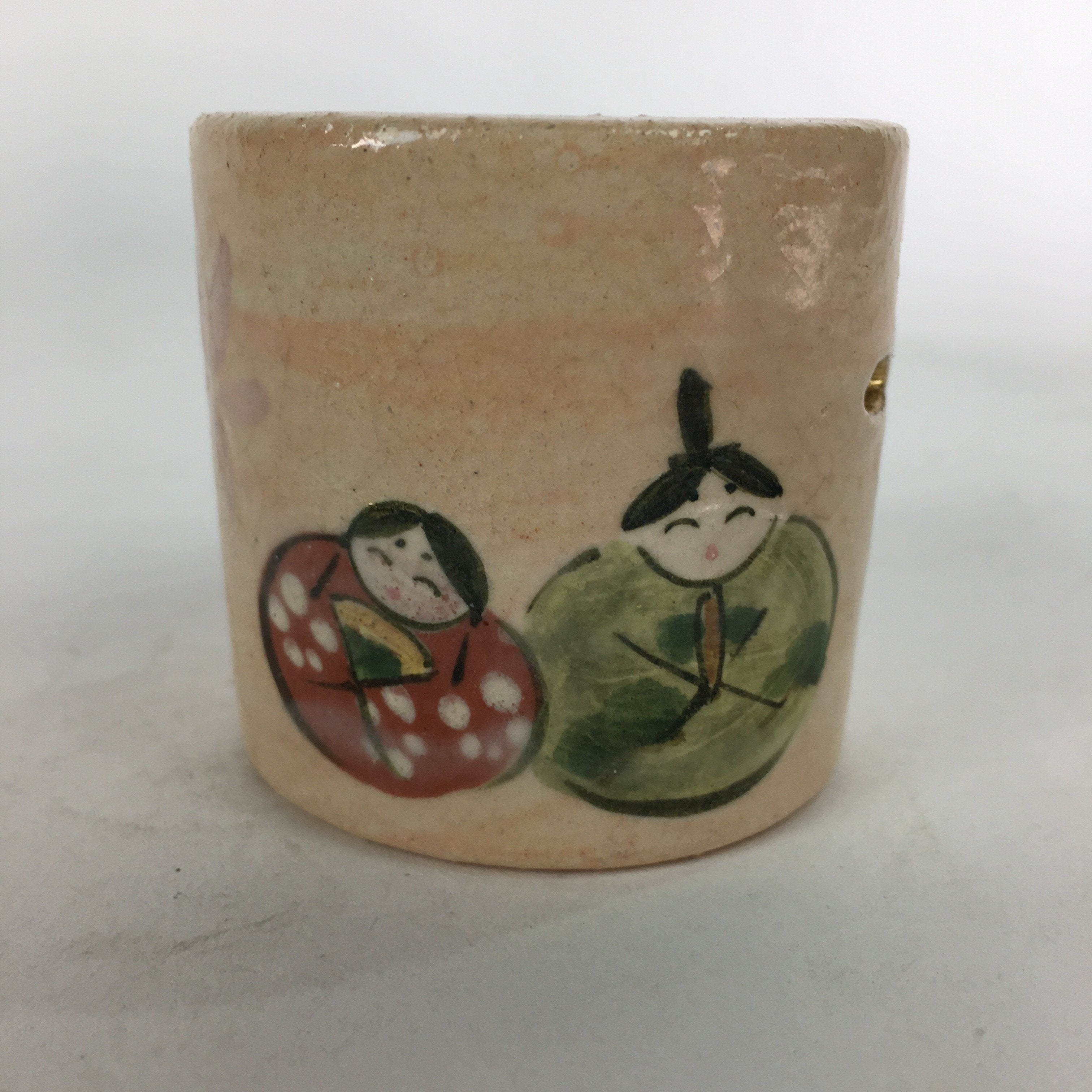 Japanese Ceramic Ladle Rest Lid Stand Tea Ceremony Vtg Futaoki Hina Doll TG145