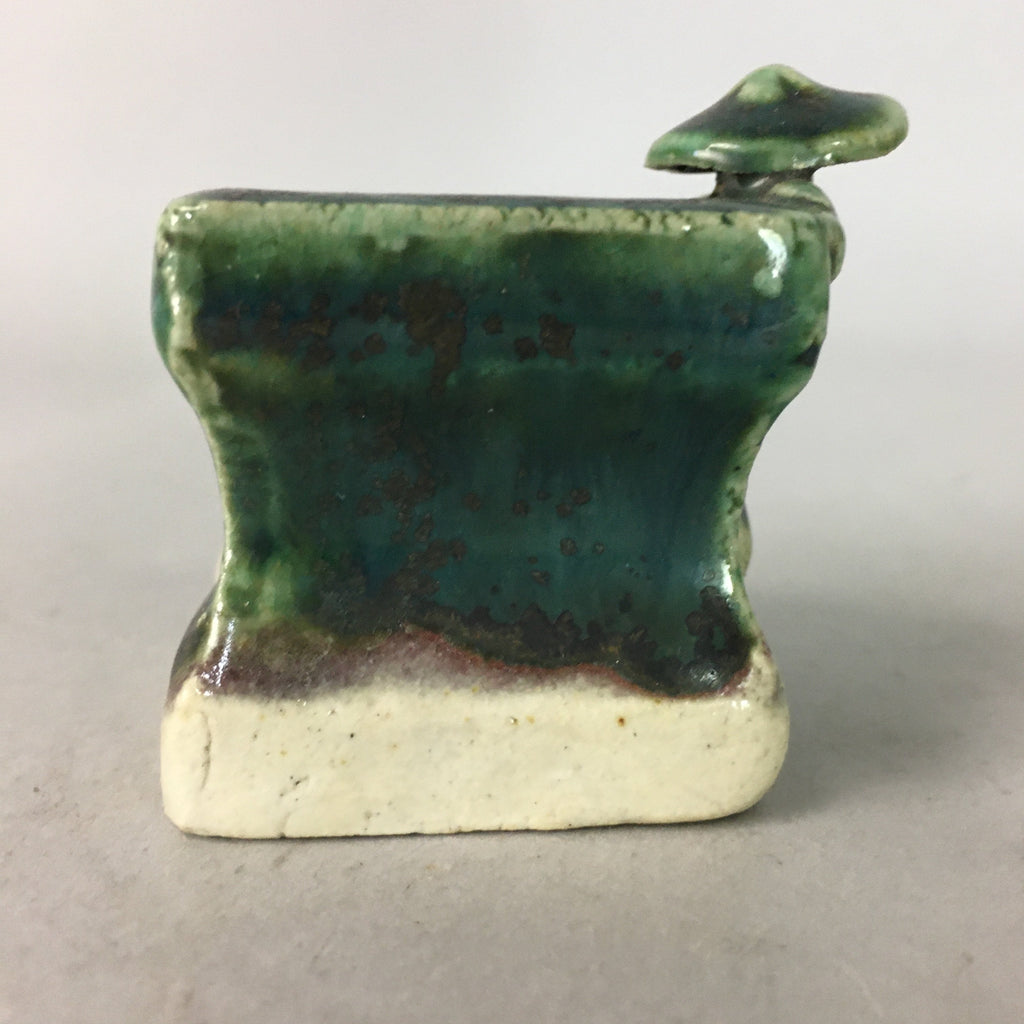Japanese Ceramic Ladle Rest Lid Stand Tea Ceremony Vtg Futaoki Oribe TG106