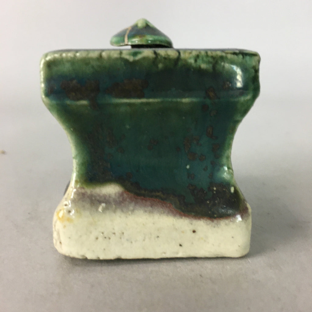 Japanese Ceramic Ladle Rest Lid Stand Tea Ceremony Vtg Futaoki Oribe TG106