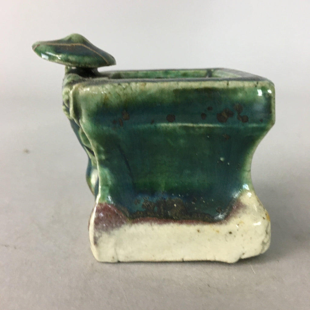 Japanese Ceramic Ladle Rest Lid Stand Tea Ceremony Vtg Futaoki Oribe TG106