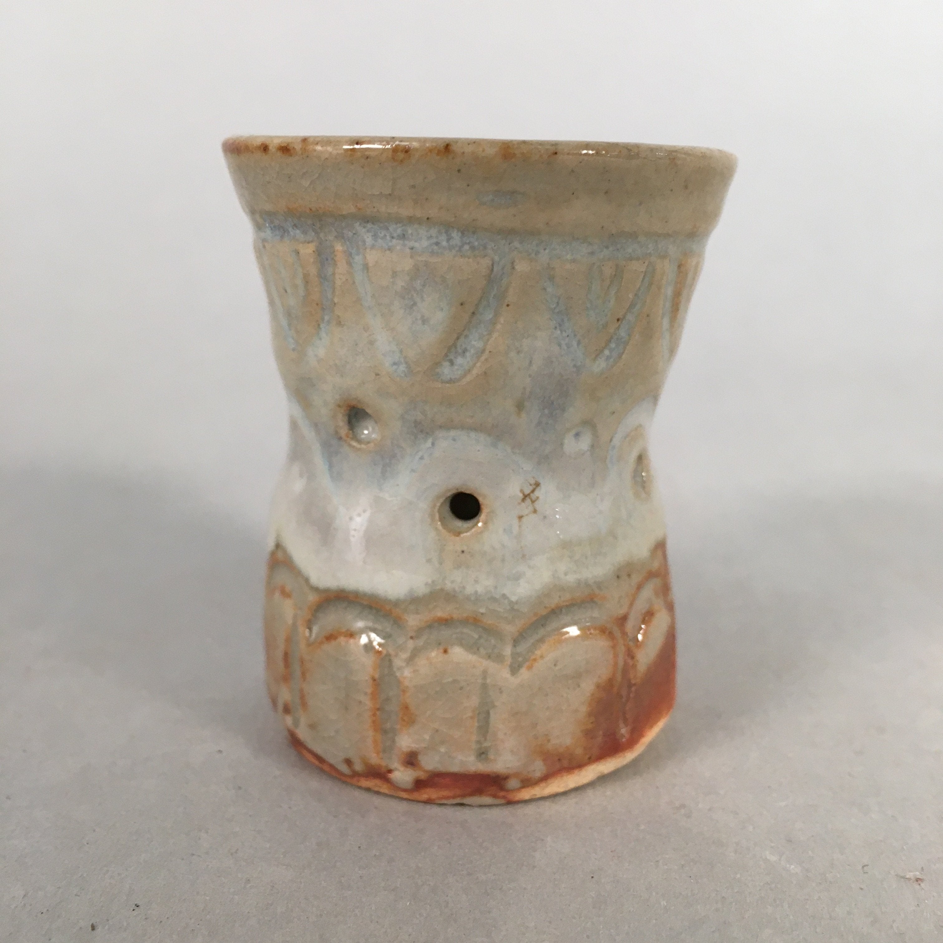 Japanese Ceramic Ladle Rest Lid Stand Tea Ceremony Vtg Futaoki TG113