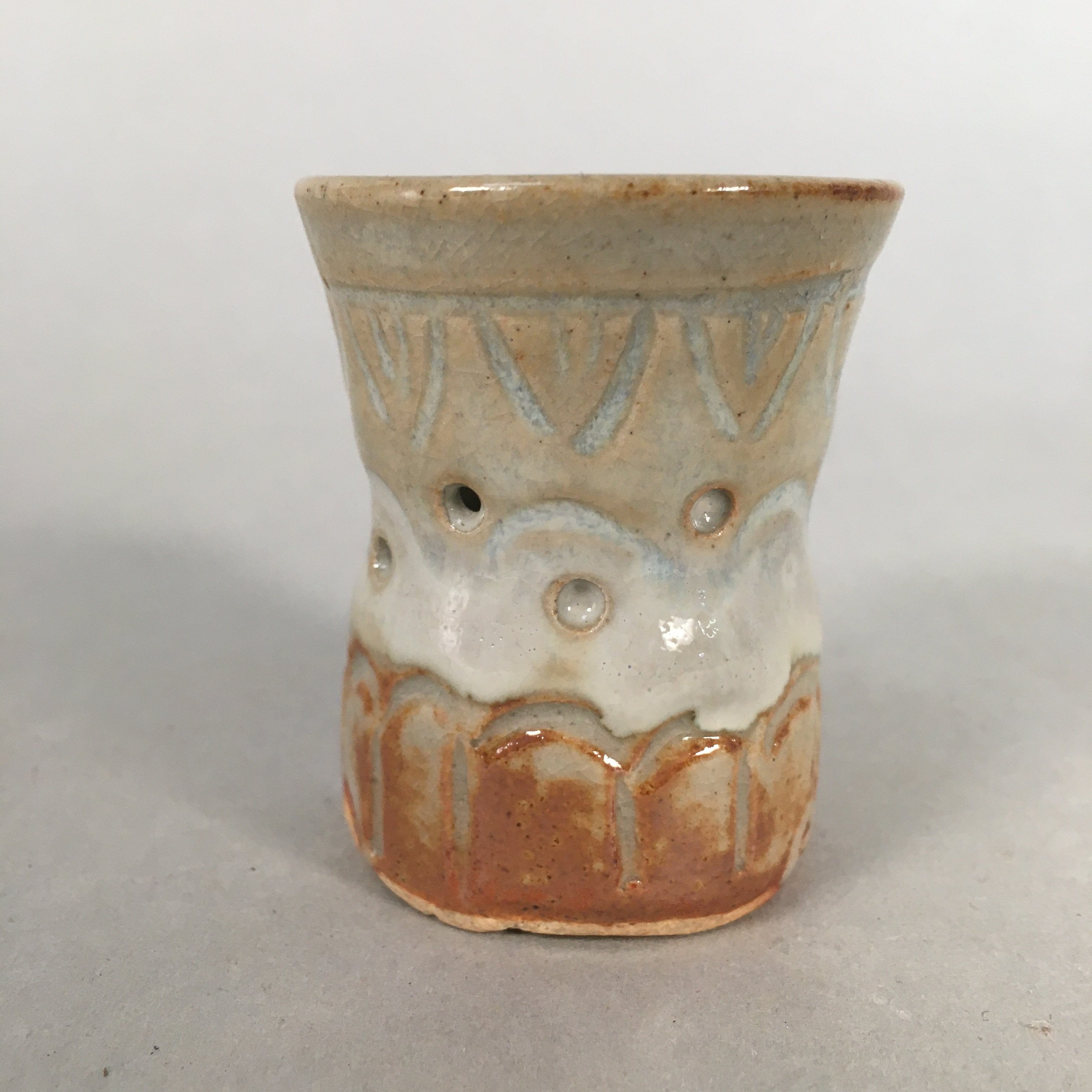 Japanese Ceramic Ladle Rest Lid Stand Tea Ceremony Vtg Futaoki TG113