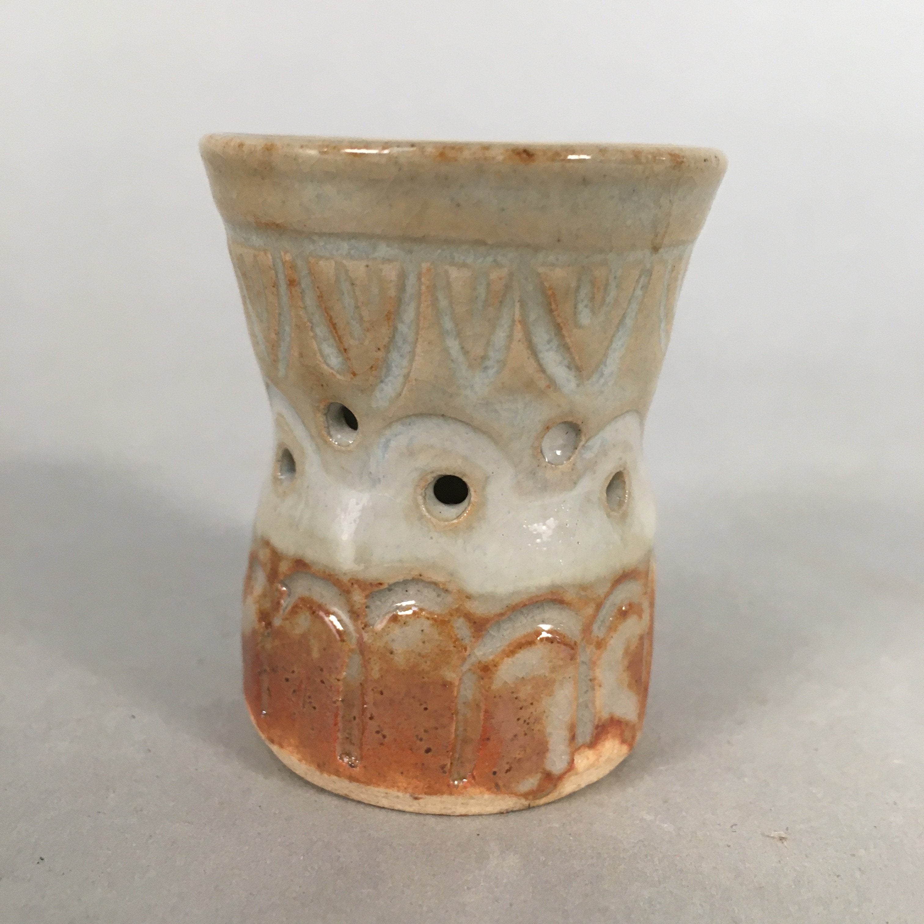 Japanese Ceramic Ladle Rest Lid Stand Tea Ceremony Vtg Futaoki TG113