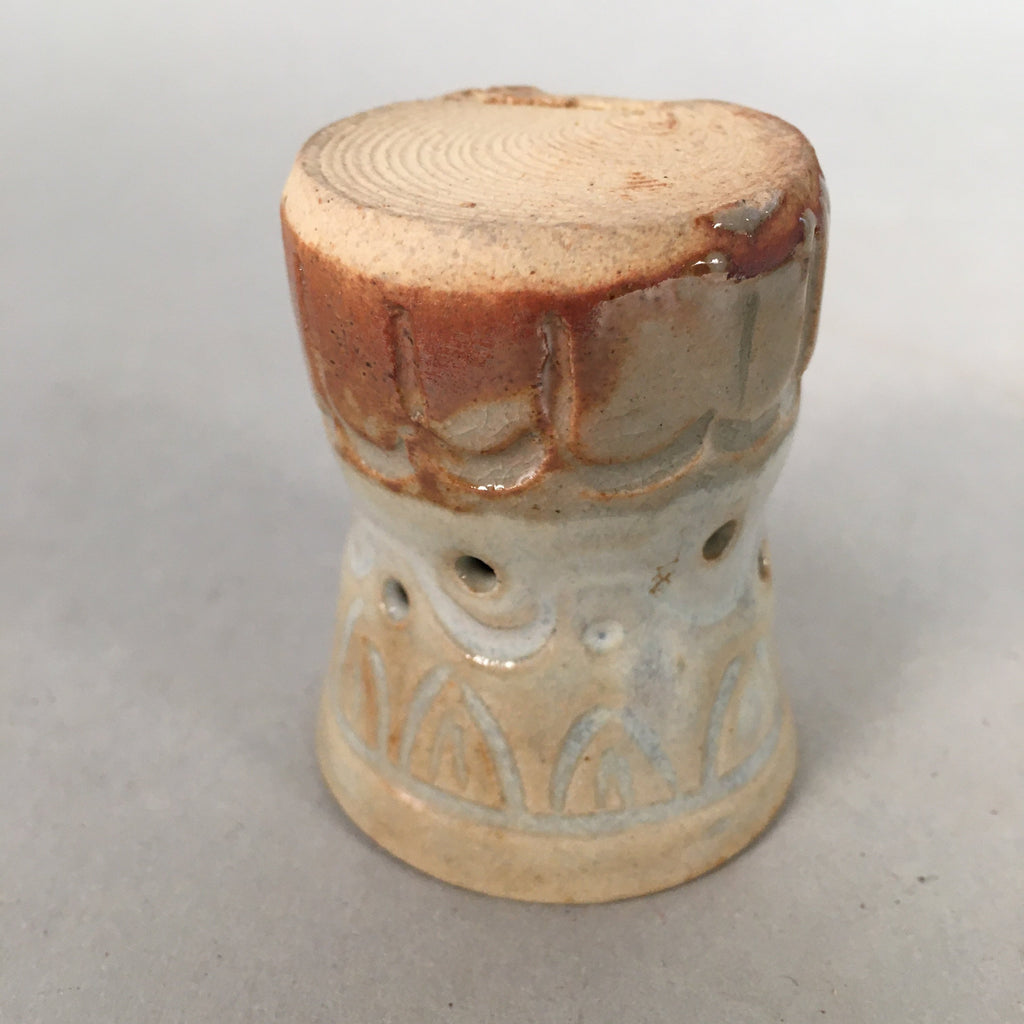 Japanese Ceramic Ladle Rest Lid Stand Tea Ceremony Vtg Futaoki TG113