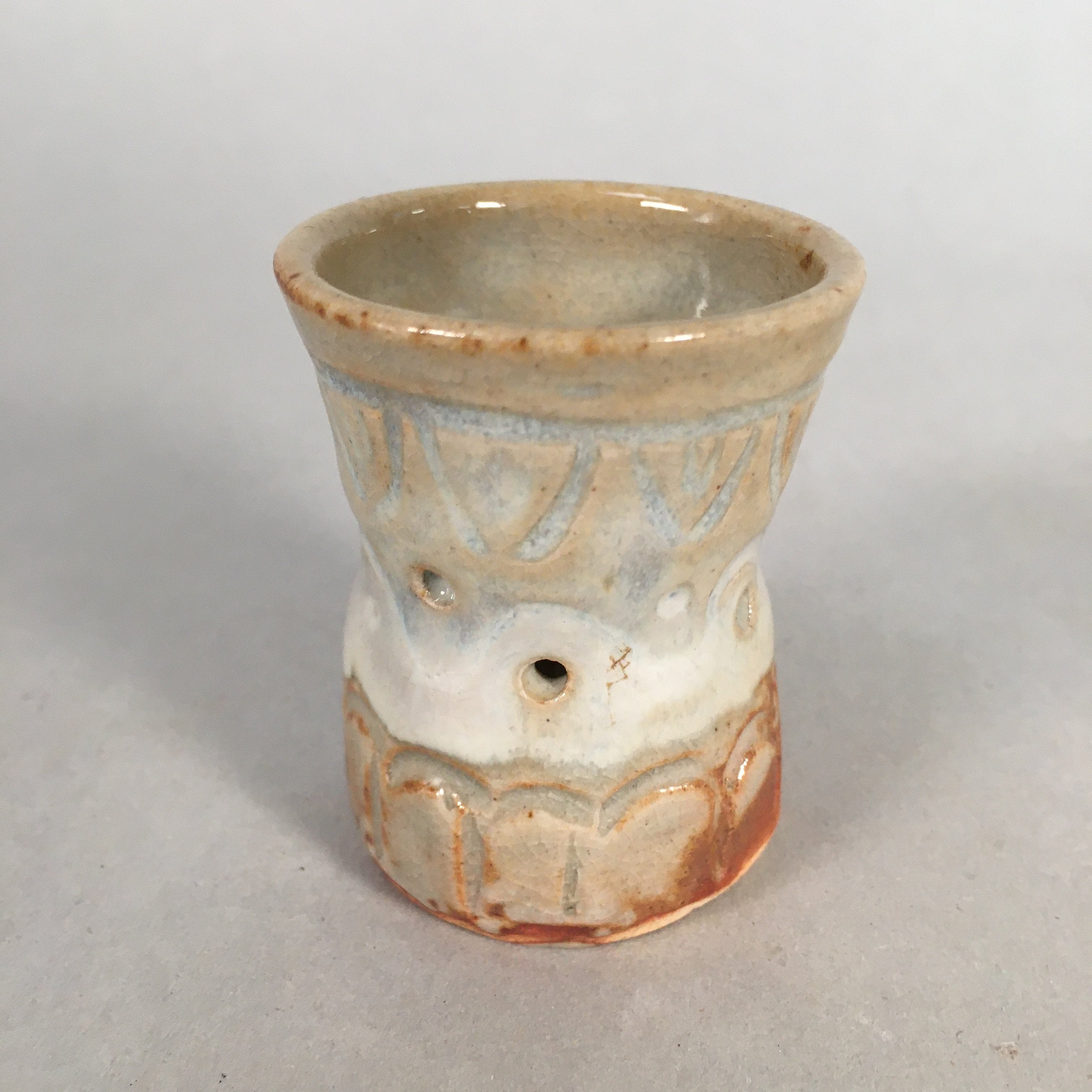Japanese Ceramic Ladle Rest Lid Stand Tea Ceremony Vtg Futaoki TG113