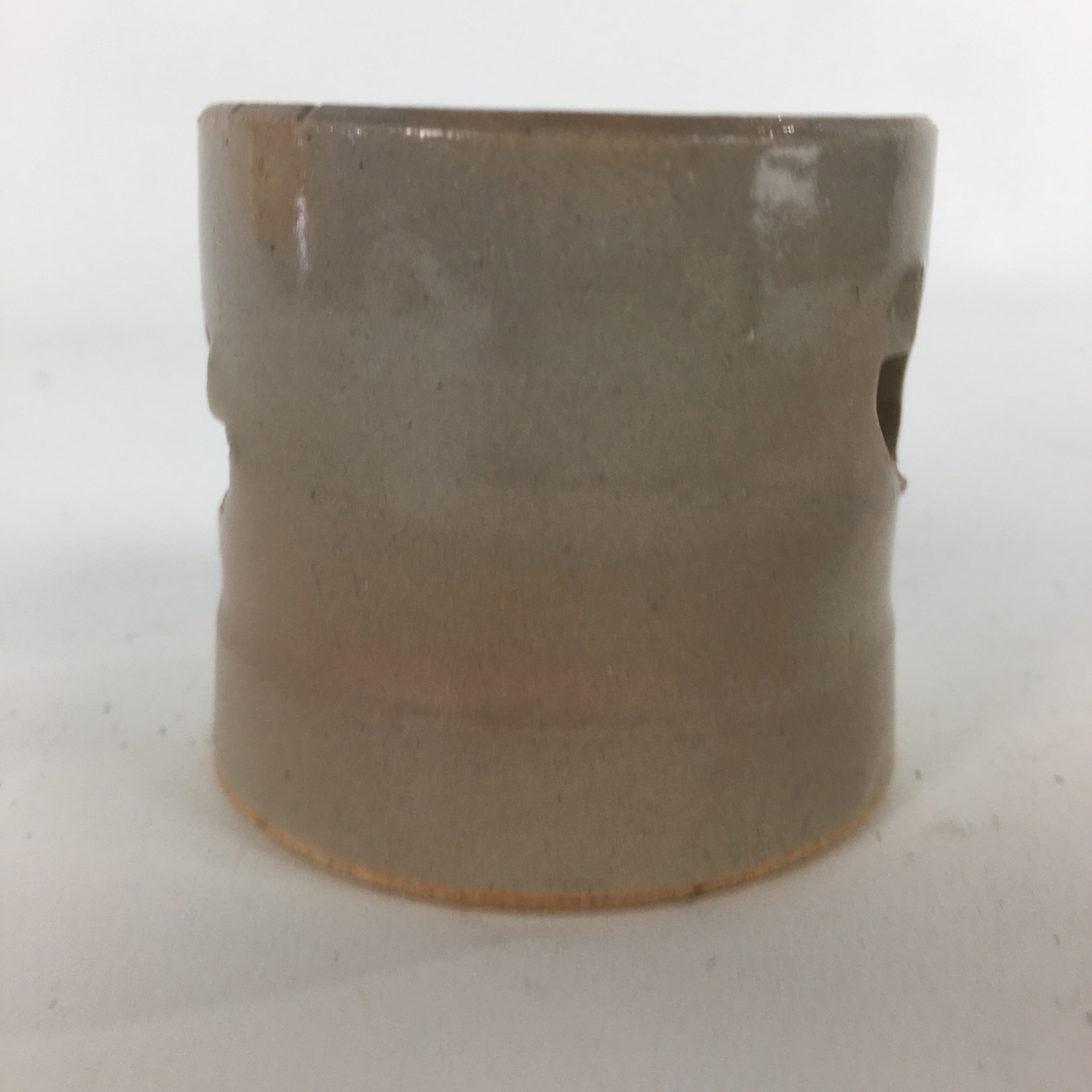 Japanese Ceramic Ladle Rest Lid Stand Tea Ceremony Vtg Petal Gray Futaoki TG163