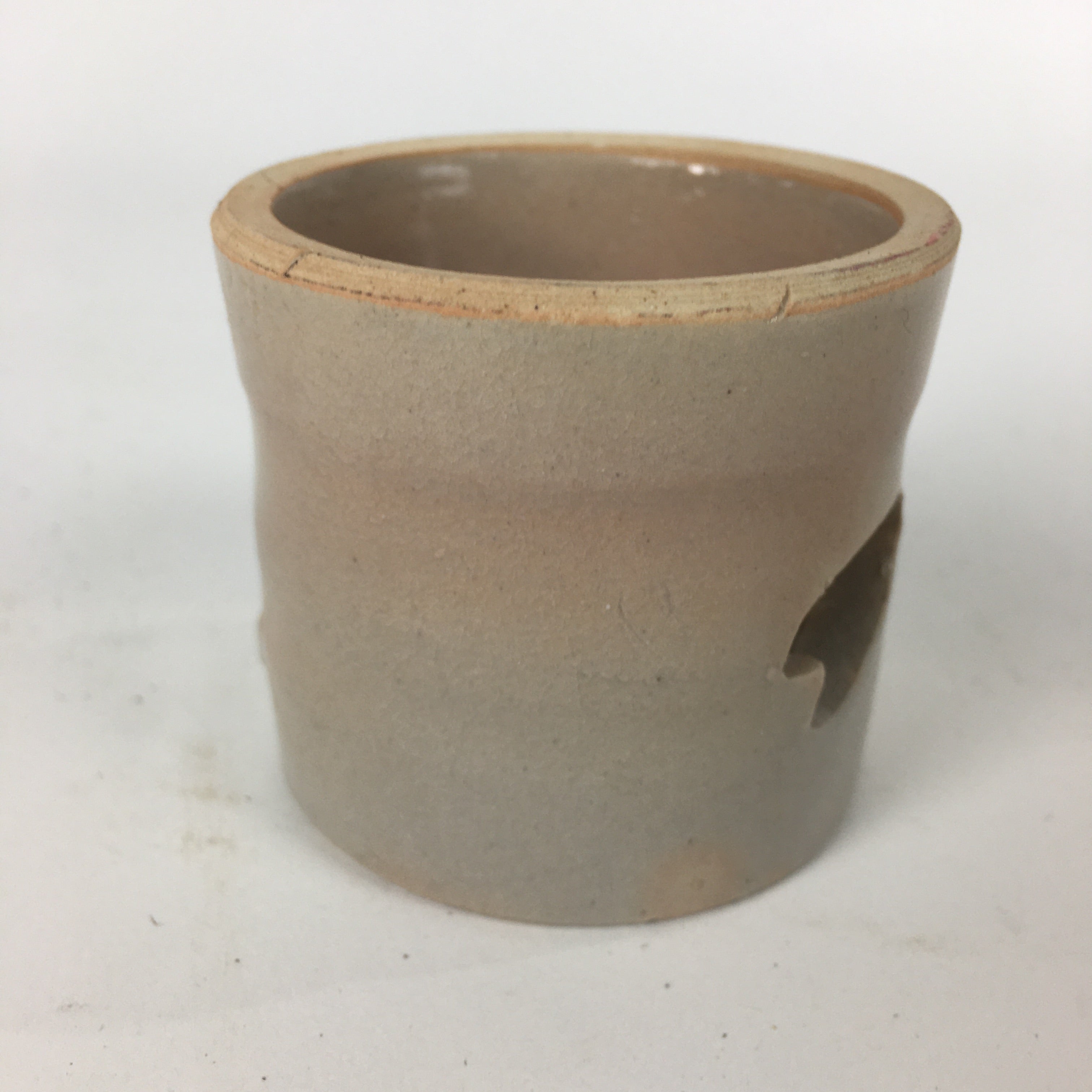 Japanese Ceramic Ladle Rest Lid Stand Tea Ceremony Vtg Petal Gray Futaoki TG163