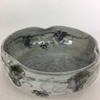 Japanese Ceramic Large Bowl Vtg Kyoyaki Pottery White Brown Oobachi PX548