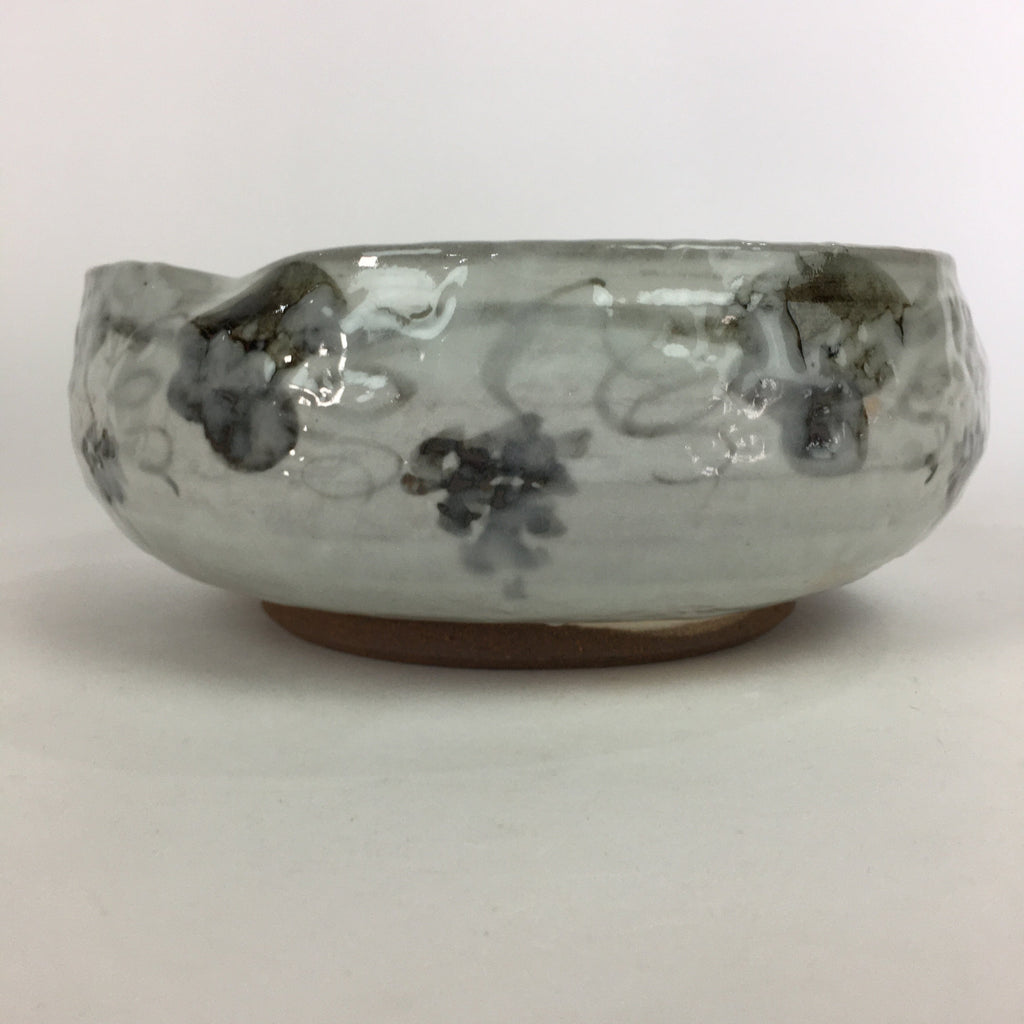 Japanese Ceramic Large Bowl Vtg Kyoyaki Pottery White Brown Oobachi PX548