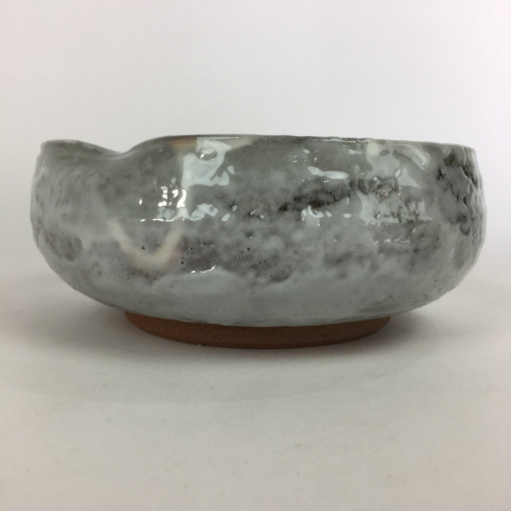 Japanese Ceramic Large Bowl Vtg Kyoyaki Pottery White Brown Oobachi PX548
