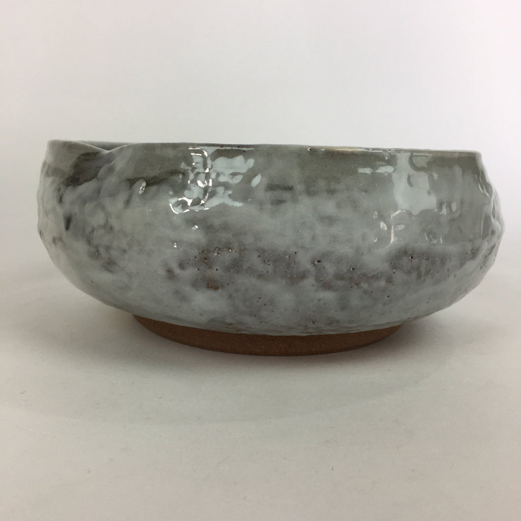 Japanese Ceramic Large Bowl Vtg Kyoyaki Pottery White Brown Oobachi PX548