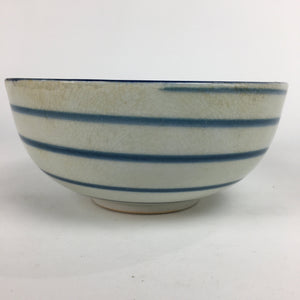 Japanese Ceramic Large Bowl Vtg Pottery White Blue Line Oobachi PP516