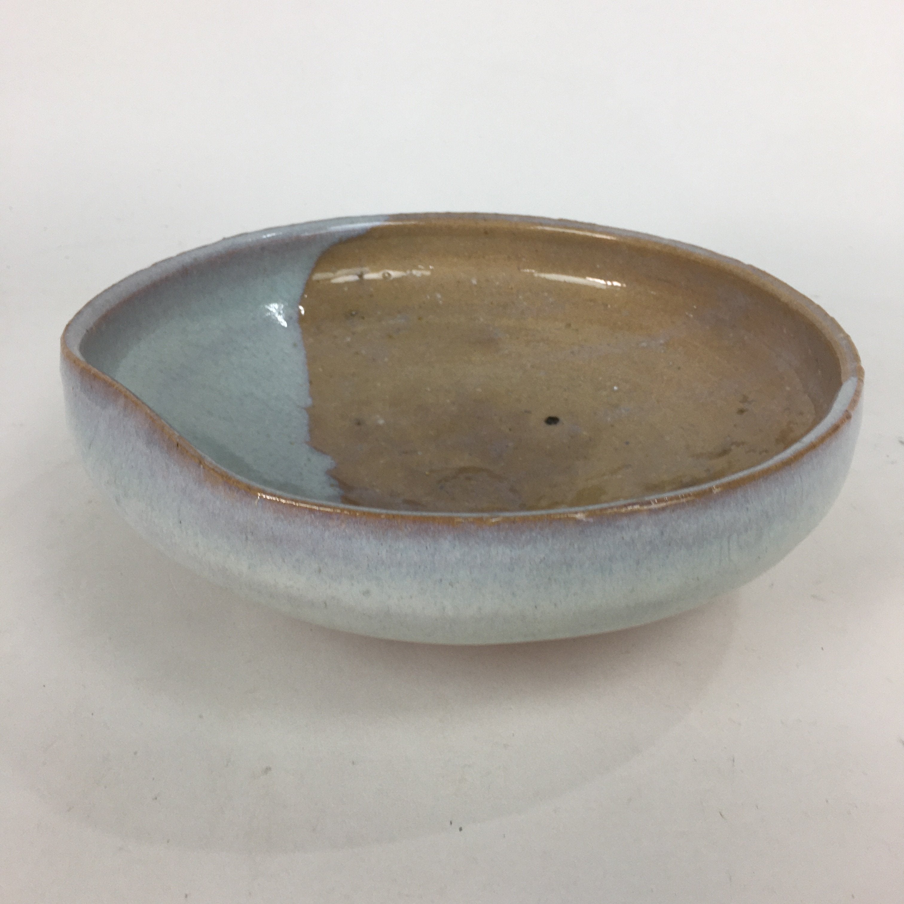 Japanese Ceramic Large Bowl Vtg Pottery Yakimono White Brown Oobachi PP578
