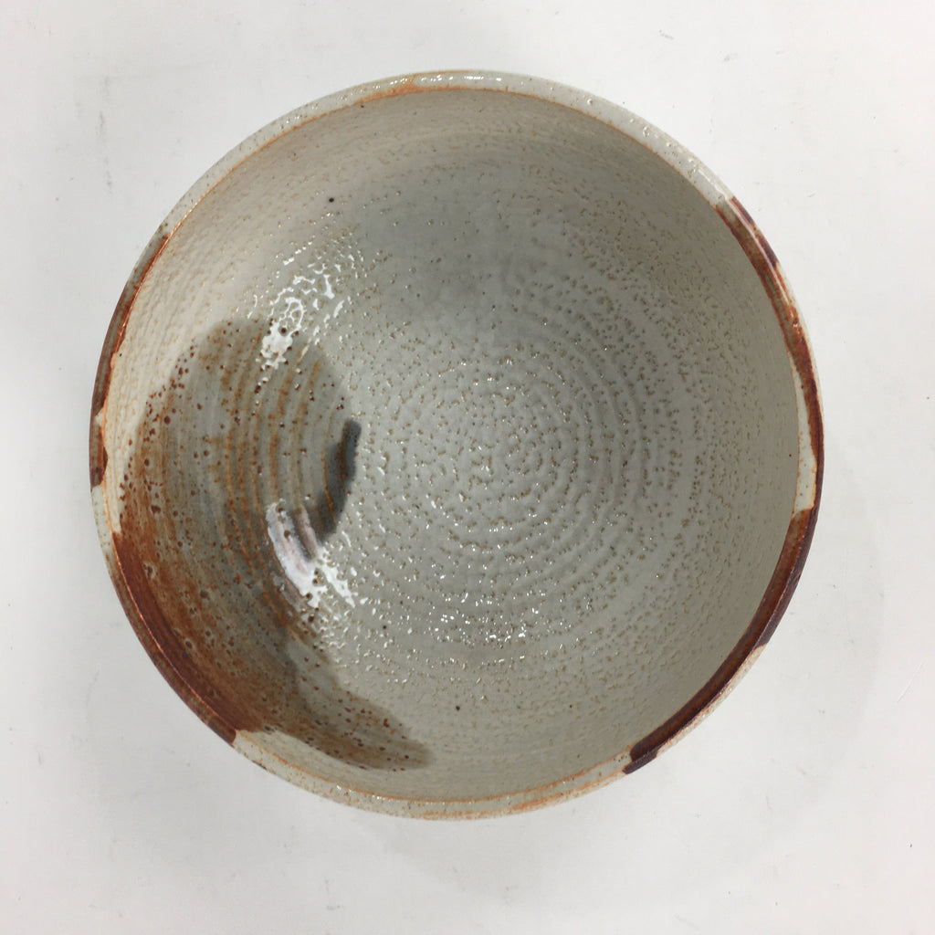 Japanese Ceramic Large Bowl Vtg Shinoyaki Pottery White Brown Oobachi PP577