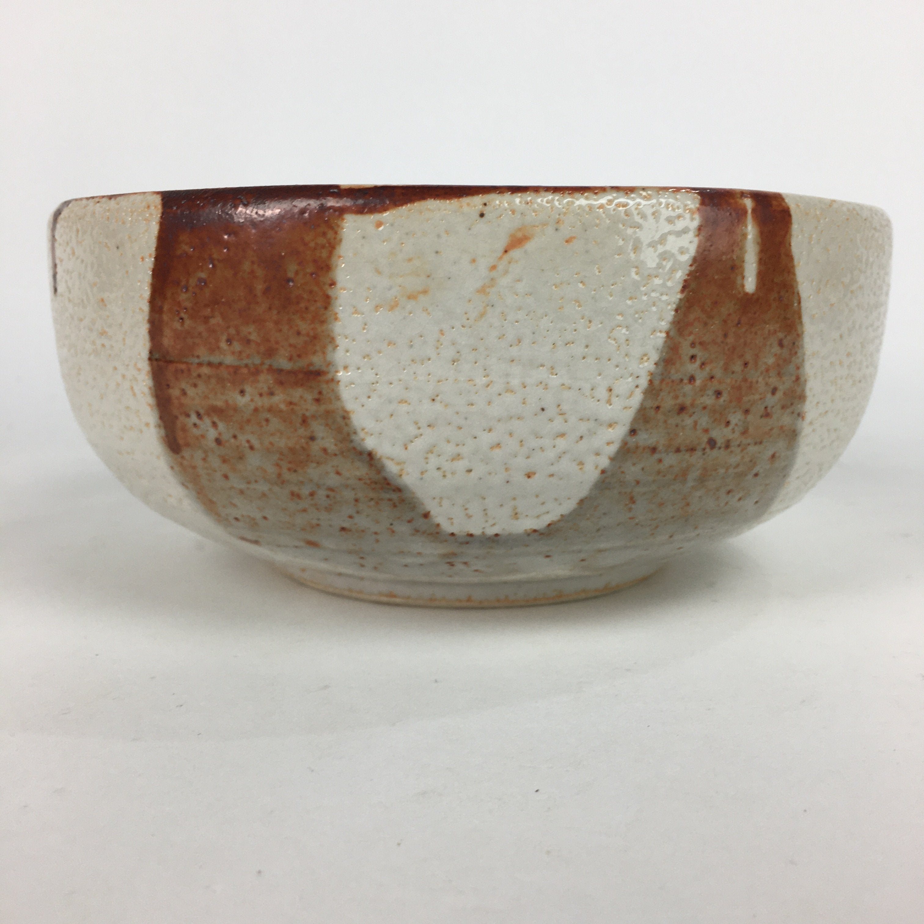 Japanese Ceramic Large Bowl Vtg Shinoyaki Pottery White Brown Oobachi PP577
