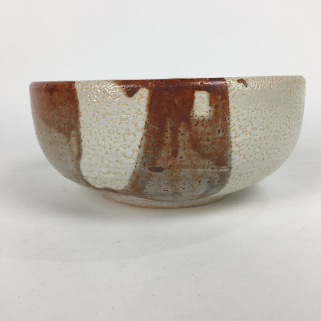 Japanese Ceramic Large Bowl Vtg Shinoyaki Pottery White Brown Oobachi PP577