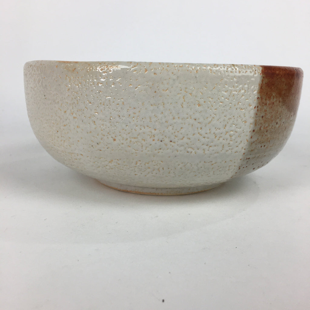 Japanese Ceramic Large Bowl Vtg Shinoyaki Pottery White Brown Oobachi PP577