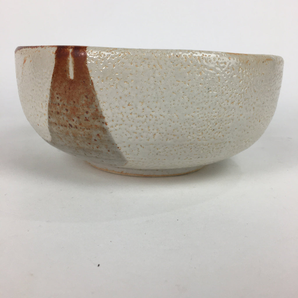 Japanese Ceramic Large Bowl Vtg Shinoyaki Pottery White Brown Oobachi PP577
