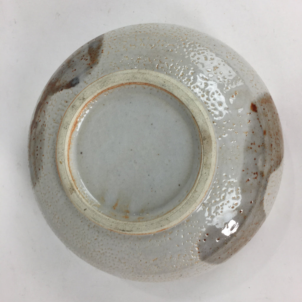 Japanese Ceramic Large Bowl Vtg Shinoyaki Pottery White Brown Oobachi PP577
