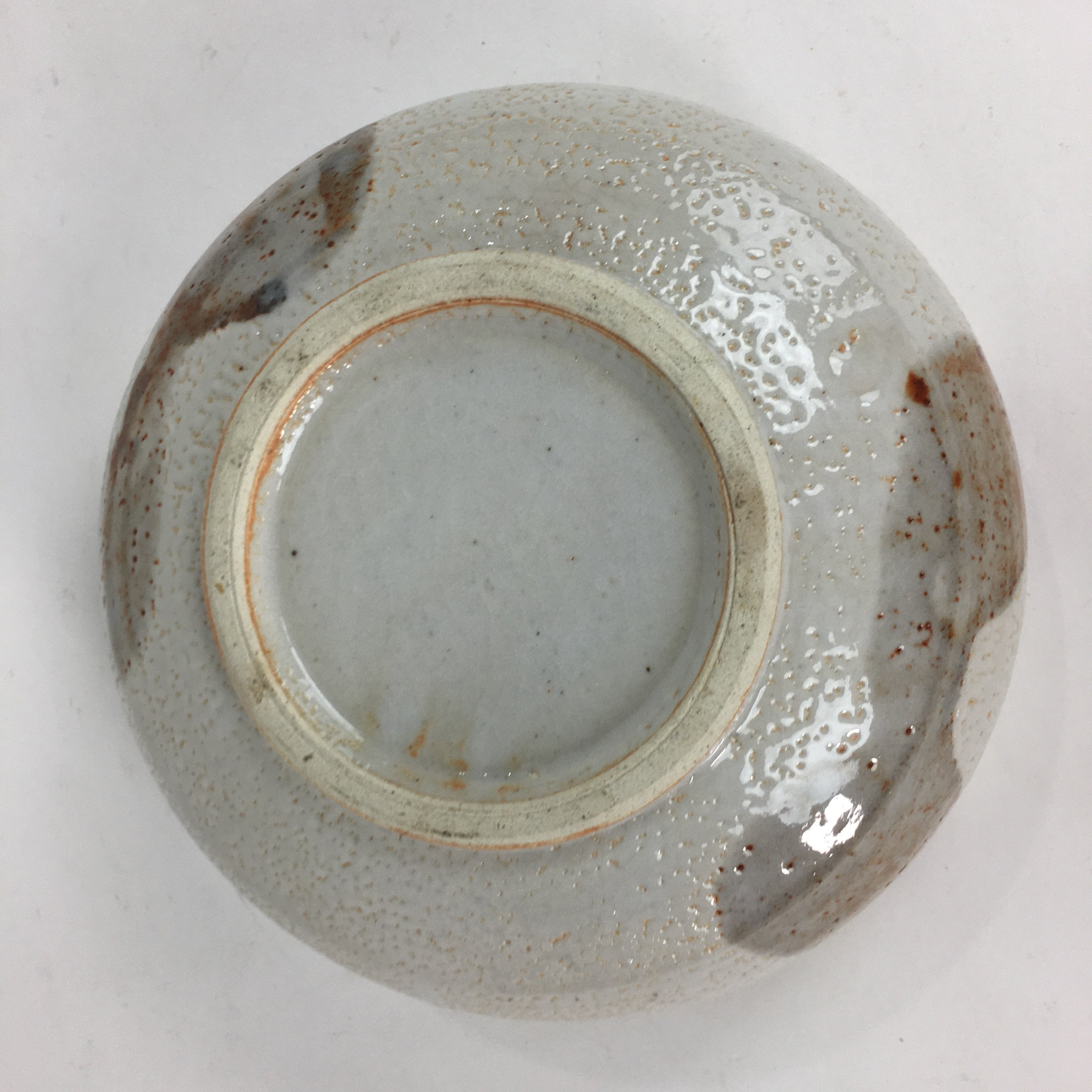 Japanese Ceramic Large Bowl Vtg Shinoyaki Pottery White Brown Oobachi PP577
