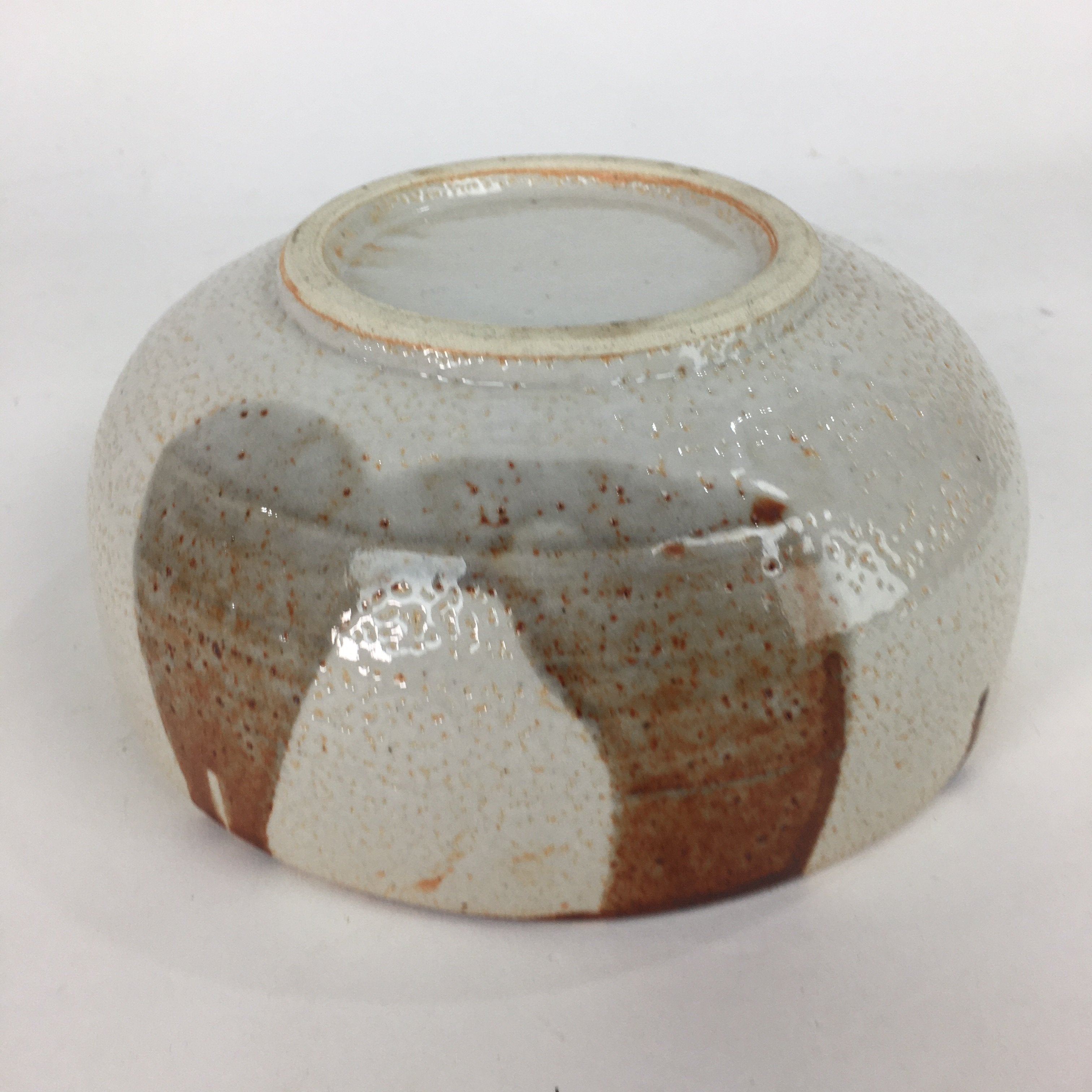 Japanese Ceramic Large Bowl Vtg Shinoyaki Pottery White Brown Oobachi PP577