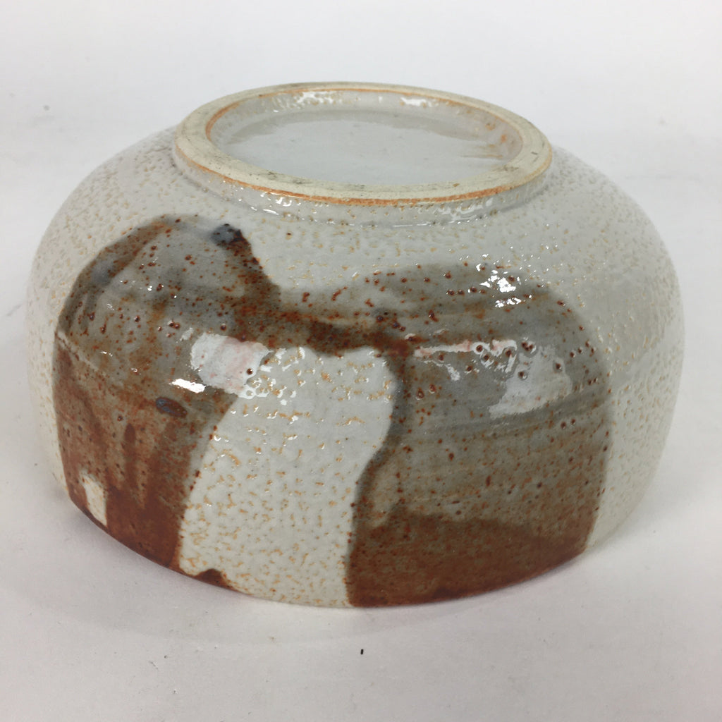 Japanese Ceramic Large Bowl Vtg Shinoyaki Pottery White Brown Oobachi PP577