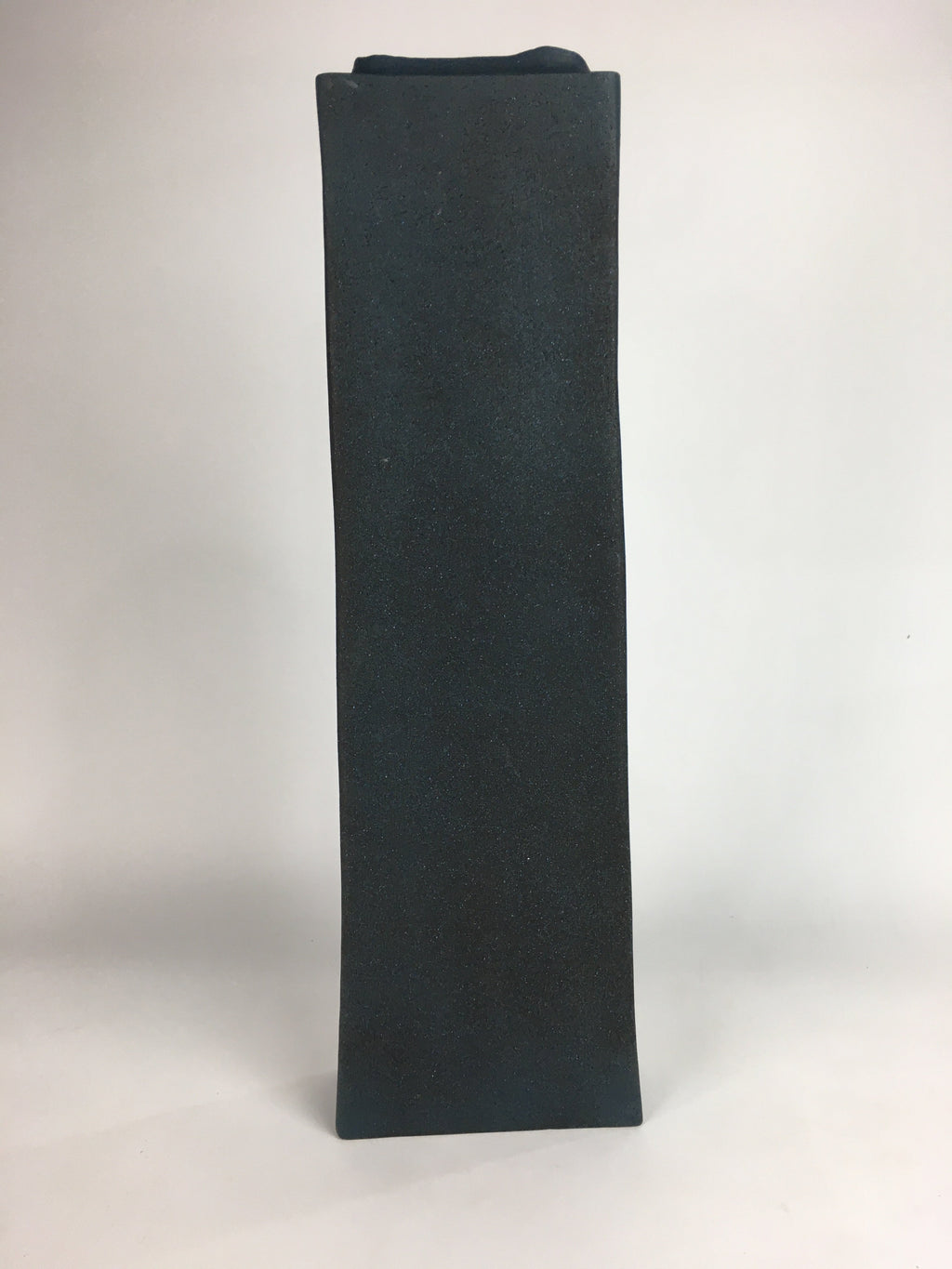 Japanese Ceramic Large Flower Vase Kabin Vtg Pottery Bluish Black Ikebana FV925