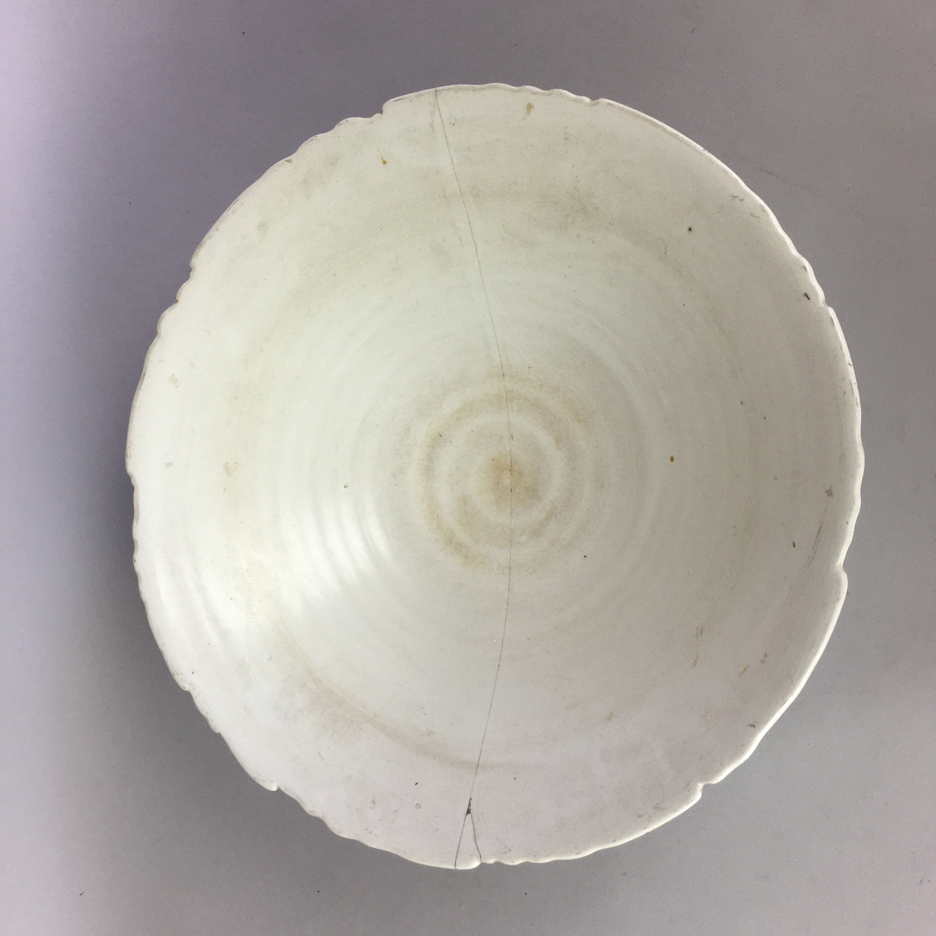 Japanese Ceramic Large Plate Vtg Ohzara Pottery Round white C1930 PP495