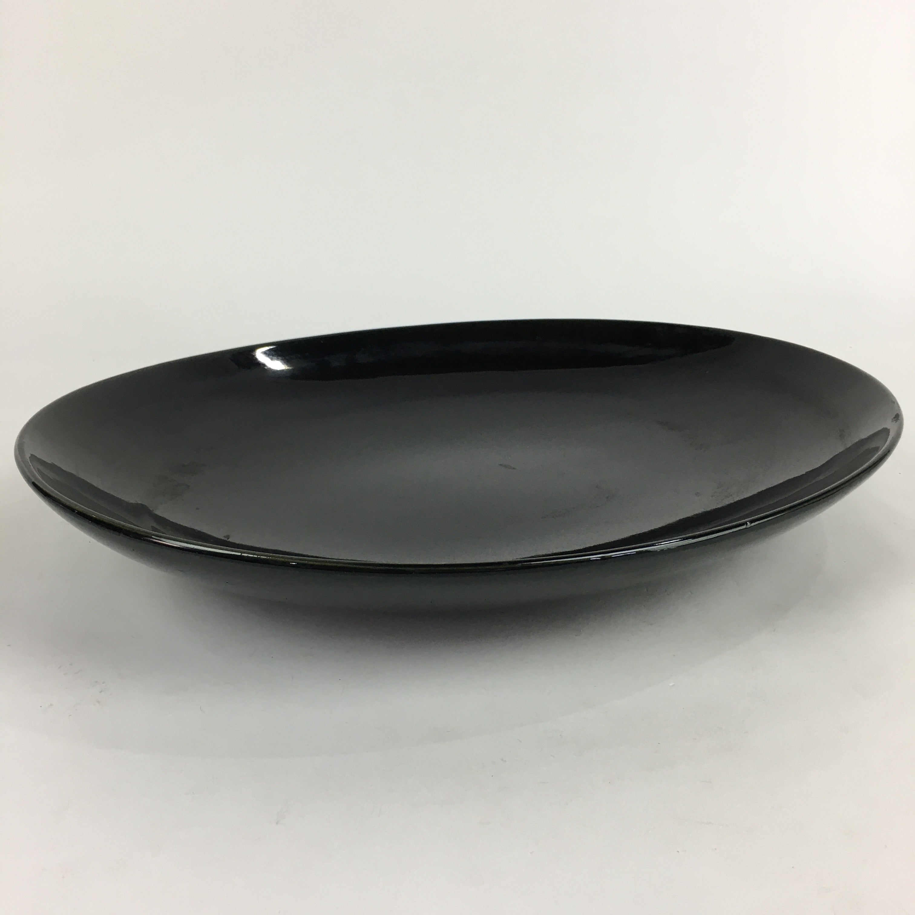 Japanese Ceramic Large Plate Vtg Pottery Party Serving Plate Black PP949