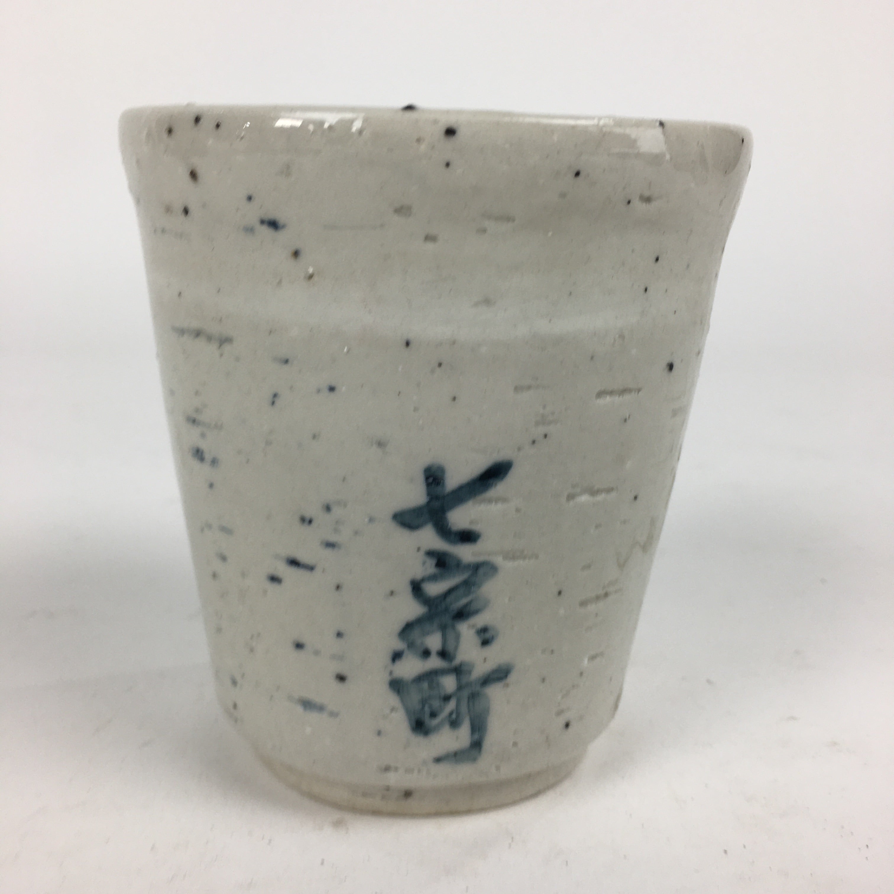 Japanese Ceramic Large Teacup Yunomi Vtg Pottery White Blue Sencha PP890