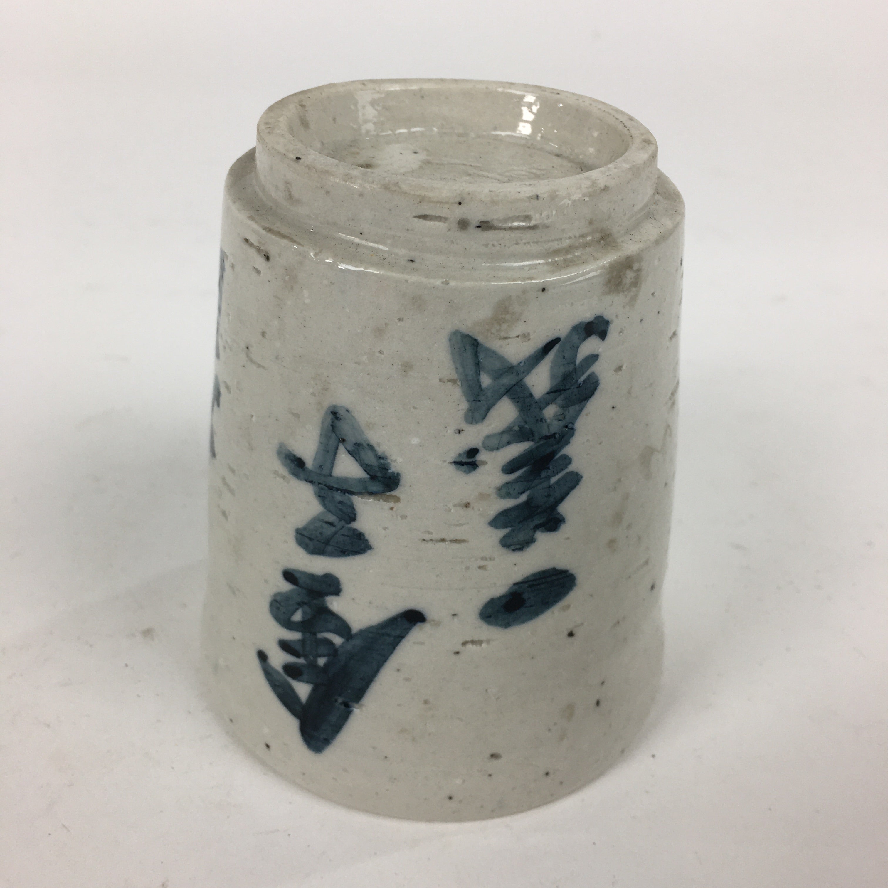 Japanese Ceramic Large Teacup Yunomi Vtg Pottery White Blue Sencha PP890