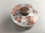 Japanese Ceramic Lidded Pot Jar Iremono Tsubo Orange Leaf Gray Vtg Pottery PT24