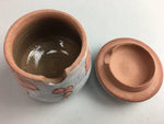 Japanese Ceramic Lidded Pot Jar Iremono Tsubo Orange Leaf Gray Vtg Pottery PT24