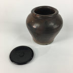Japanese Ceramic Lidded Pot Jar Iremono Tsubo Vtg Pottery Brown PP497