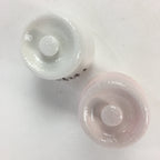 Japanese Ceramic Lidded Pot Jar Set Tsubo Vtg Pottery White Pink Poetry PP599