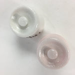 Japanese Ceramic Lidded Pot Jar Set Tsubo Vtg Pottery White Pink Poetry PP599