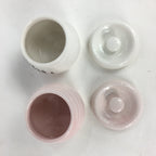Japanese Ceramic Lidded Pot Jar Set Tsubo Vtg Pottery White Pink Poetry PP599