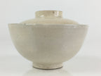 Japanese Ceramic Lidded Rice Bowl Vtg White Chawan Pottery PY127