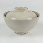 Japanese Ceramic Lidded Rice Bowl Vtg White Chawan Pottery PY127