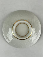 Japanese Ceramic Lidded Rice Bowl White Chawan Vtg Pottery Hand-drawn Flower PY2