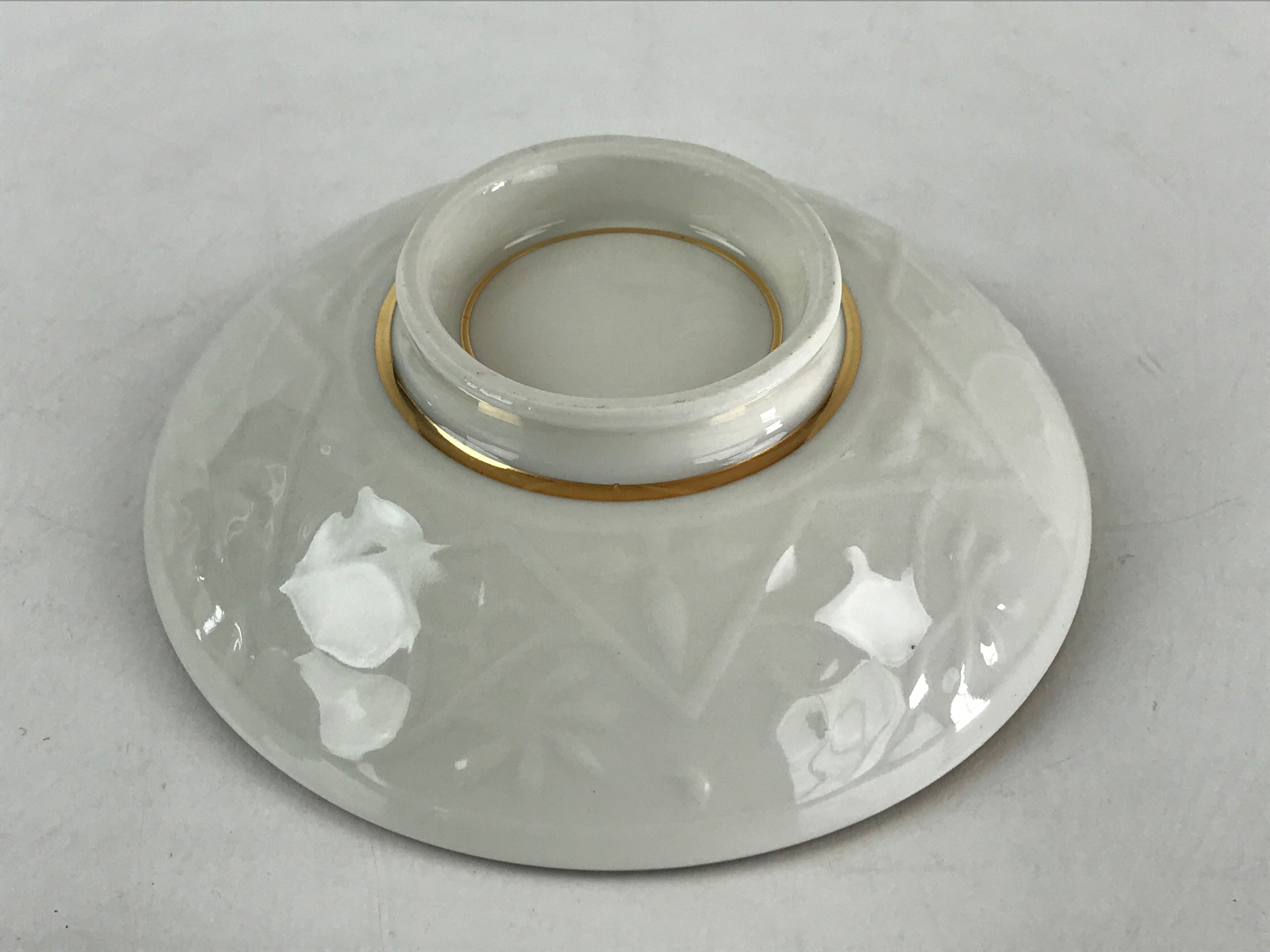 Japanese Ceramic Lidded Rice Bowl White Chawan Vtg Pottery Hand-drawn Flower PY2