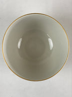 Japanese Ceramic Lidded Rice Bowl White Chawan Vtg Pottery Hand-drawn Flower PY2