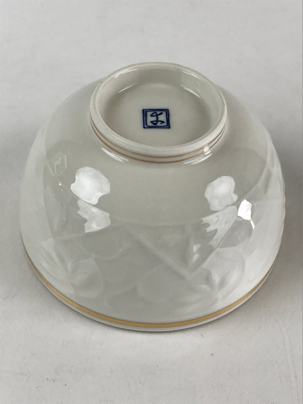 Japanese Ceramic Lidded Rice Bowl White Chawan Vtg Pottery Hand-drawn Flower PY2