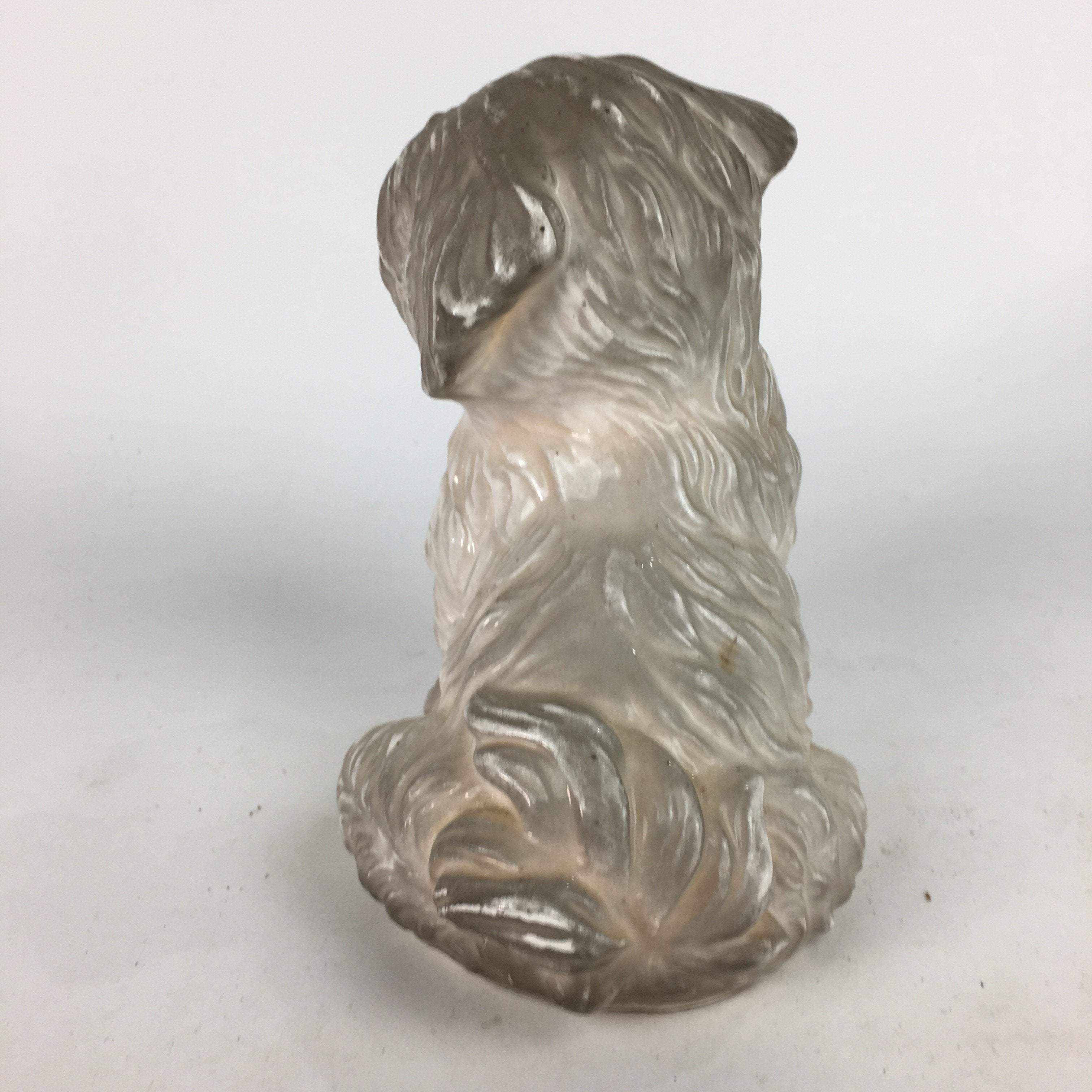 Japanese Ceramic Maltese Dog Ornament Vtg Pottery White Inu Okimono BD658