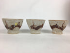 Japanese Ceramic Mino Kiln Shino Ware Teacup 5pc Set Vtg Yunomi PotteryPX565