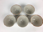 Japanese Ceramic Mino Kiln Shino Ware Teacup 5pc Set Vtg Yunomi PotteryPX565
