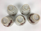 Japanese Ceramic Mino Kiln Shino Ware Teacup 5pc Set Vtg Yunomi PotteryPX565