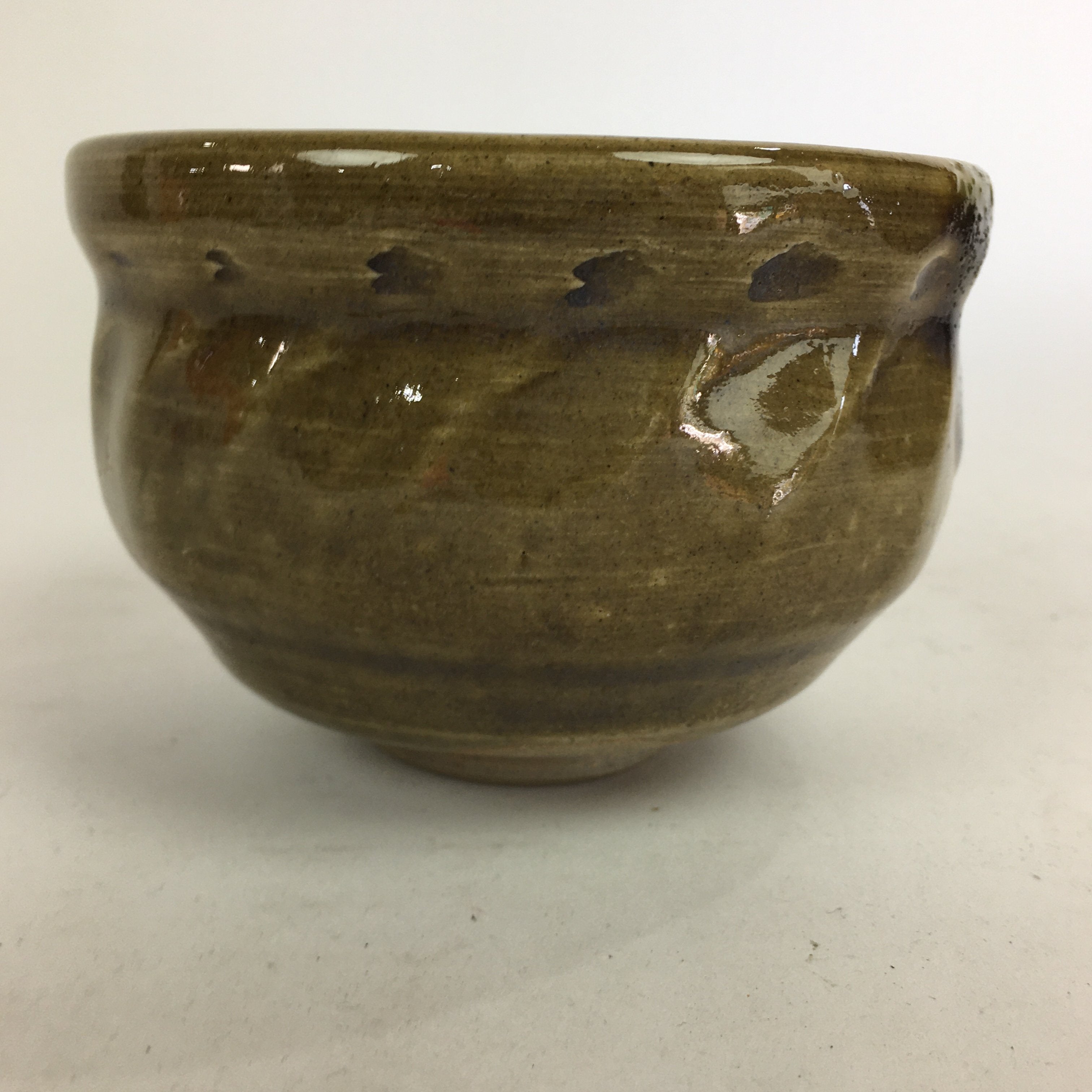 Japanese Ceramic Mino Ware Kiseto Tea Ceremony Bowl Vtg Green Glaze GTB760