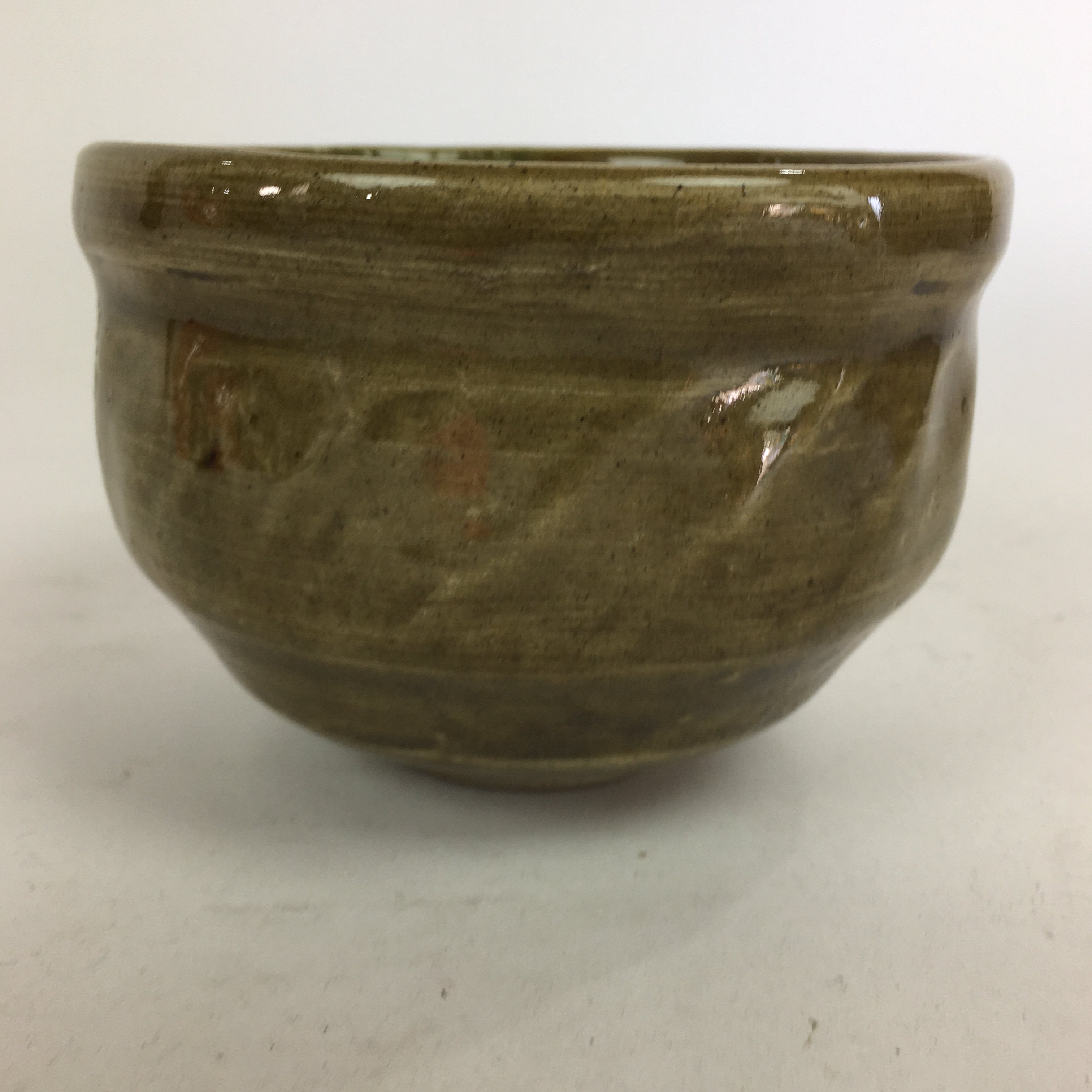 Japanese Ceramic Mino Ware Kiseto Tea Ceremony Bowl Vtg Green Glaze GTB760