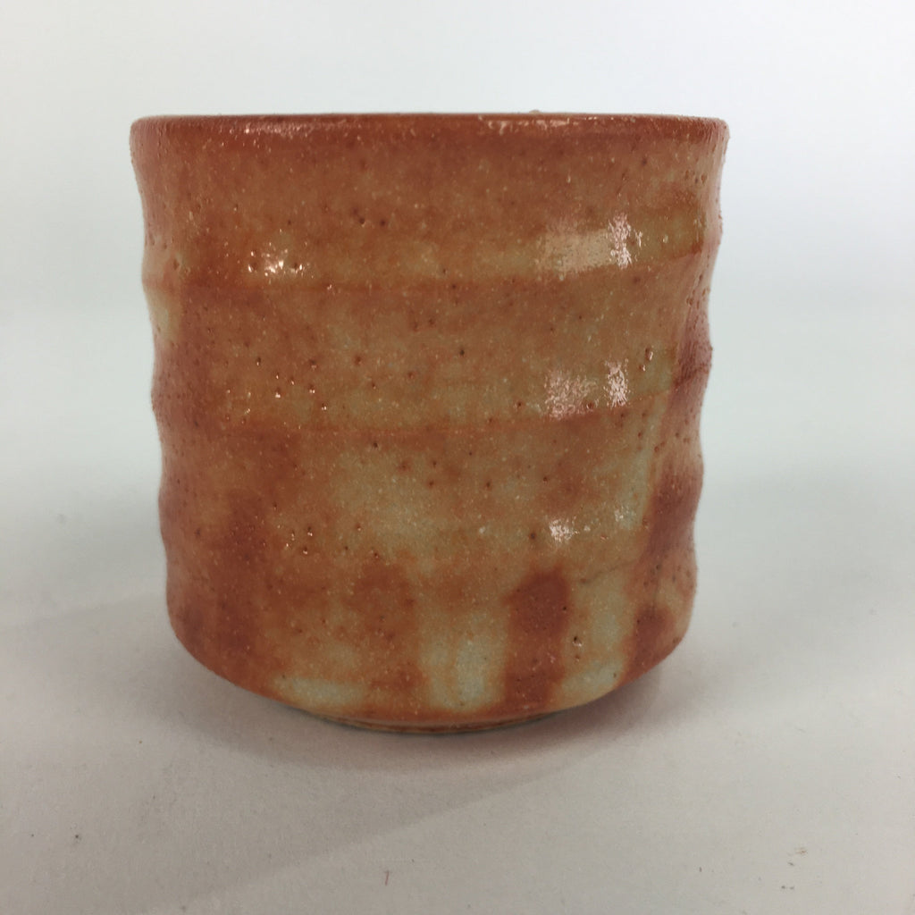 Japanese Ceramic Mino Ware Sake Cup Vtg Guinomi Akashino Orange Pottery GU976
